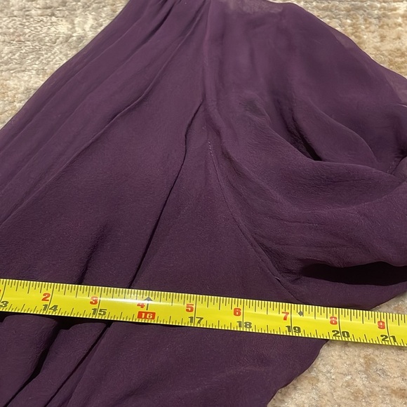 Adrianna Papell Silk Purple V-Neck Sleeveless Zipper Ruffle Formal Dress Size14W - Picture 12 of 12
